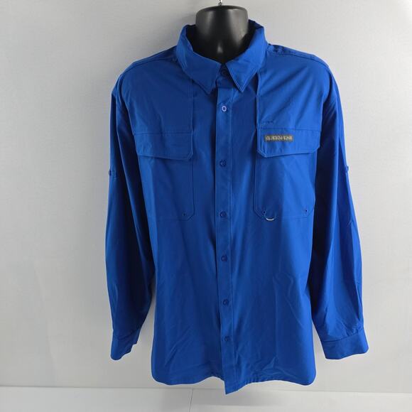 Cabelas guidewear 2XL blue button down long sleeve 4most mens 6781 - Picture 1 of 8
